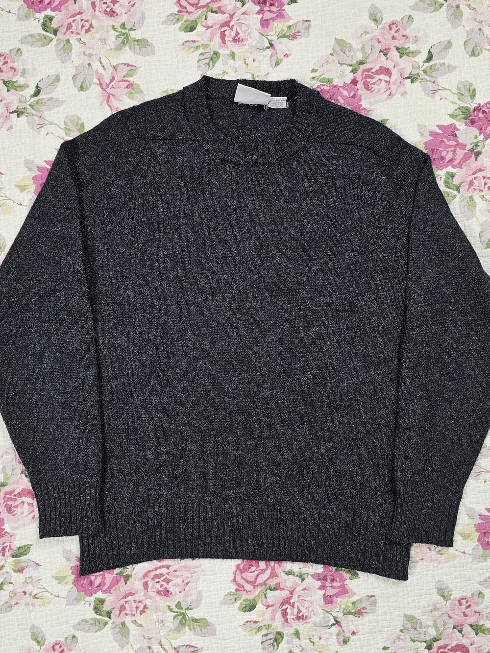 Vintage 70s Sears Men's Knit Pullover Sweater Gray Solid Crewneck XL